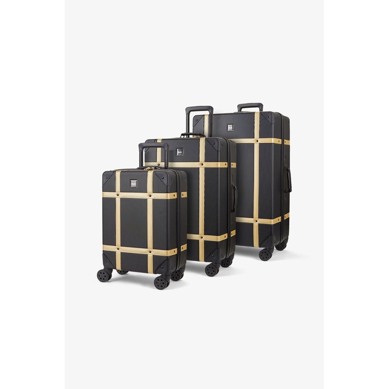 Alston Set of 3 Hard Shell Suitcase in Black Gold