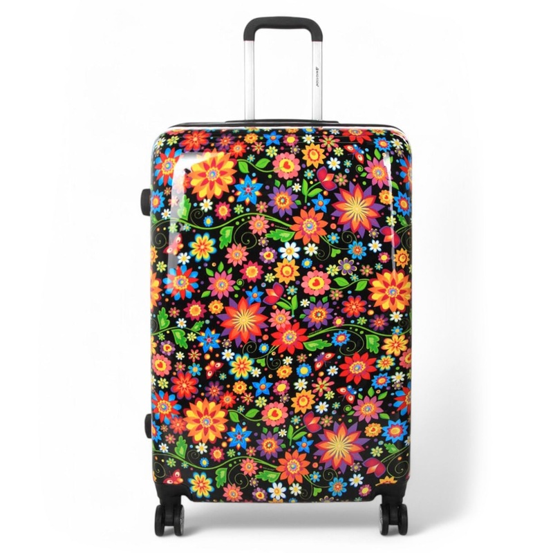 Ballina Large Hard Shell Suitcase in Black Flower