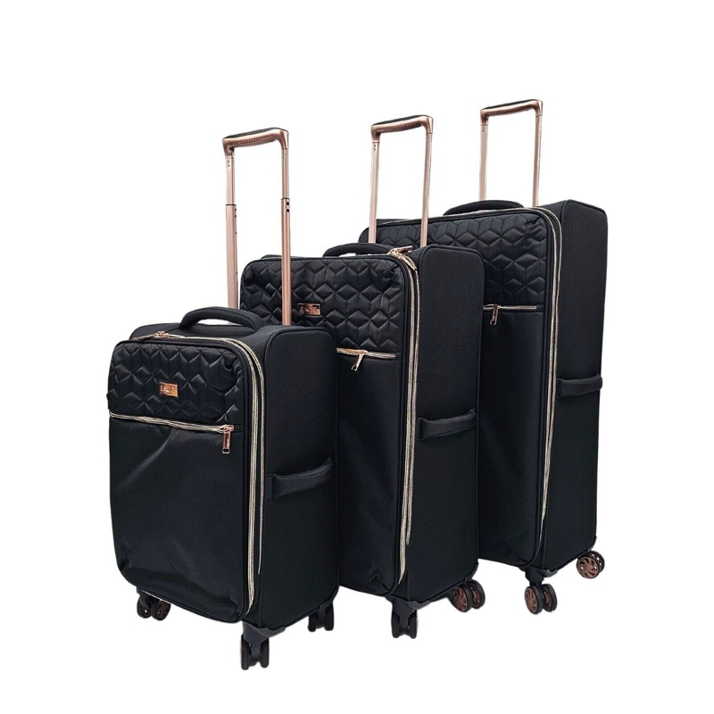 Bexley Set of 3 Soft Shell Suitcase in Black