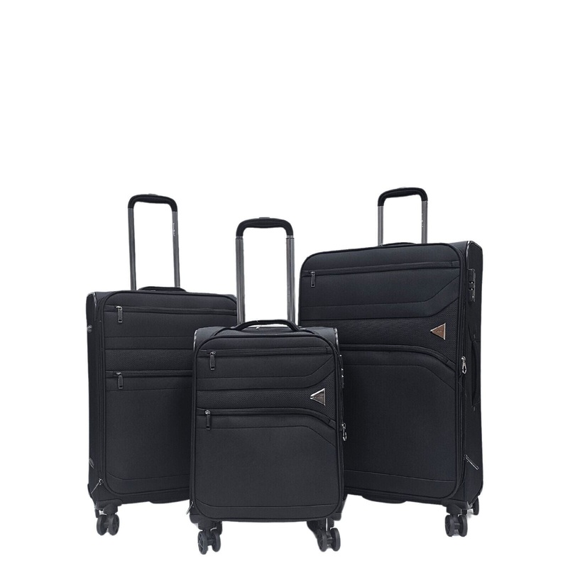 Corby Set of 3 Soft Shell Suitcase in Black