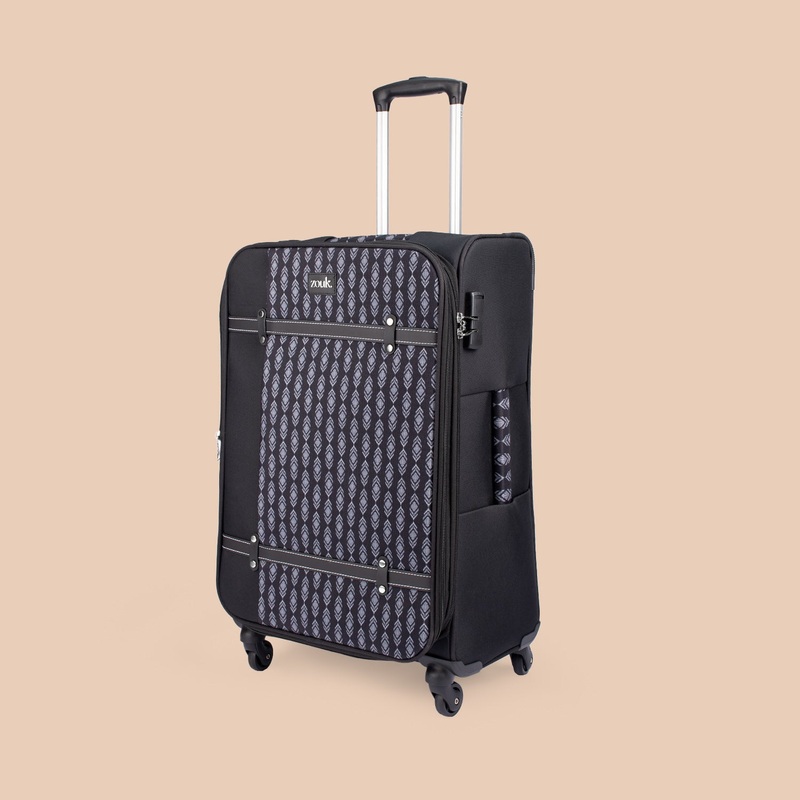 Hyderabad Ikat Saira Trolley Bag - (Black)