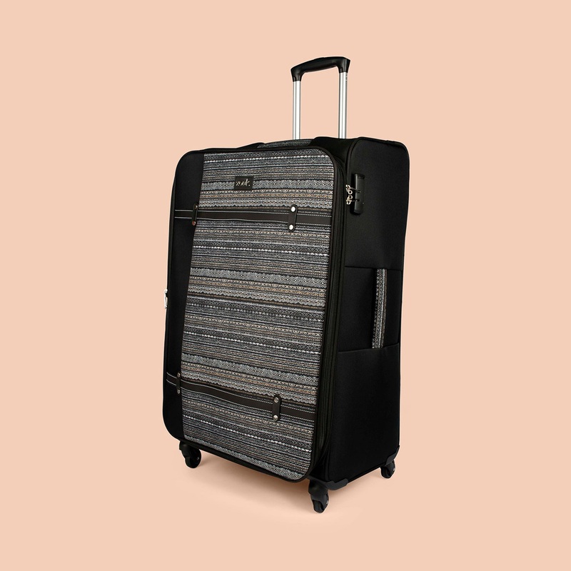 Odisha Ikat Saira Trolley Bag - (Black)