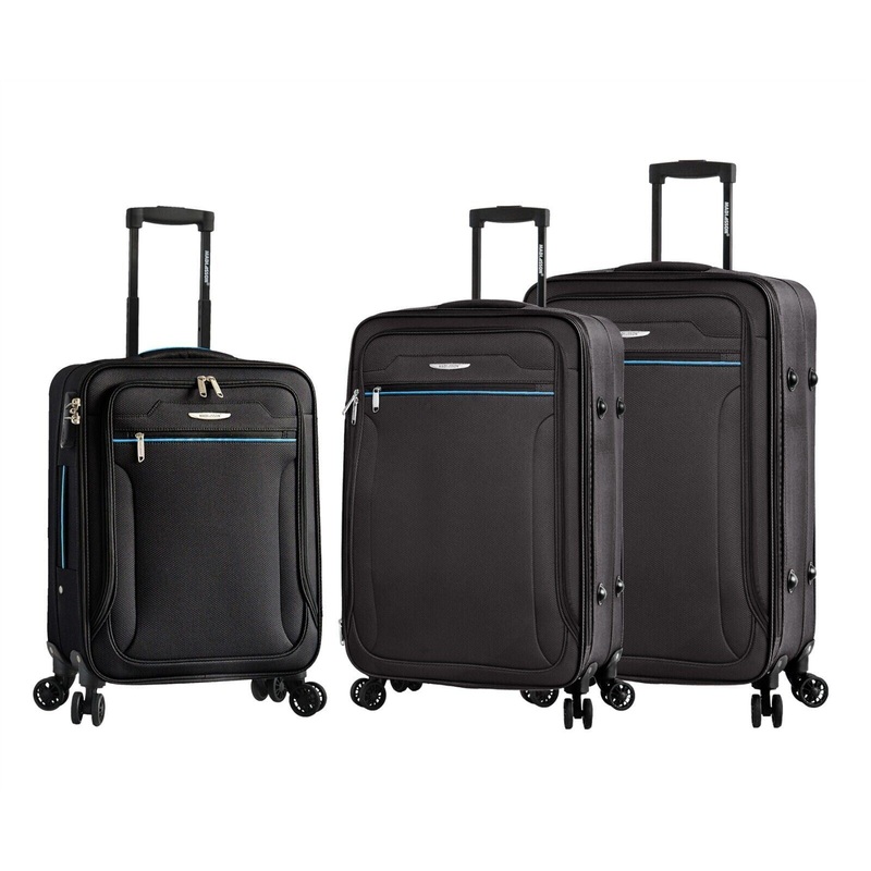 Cinderford Set of 3 Soft Shell Suitcase in Black