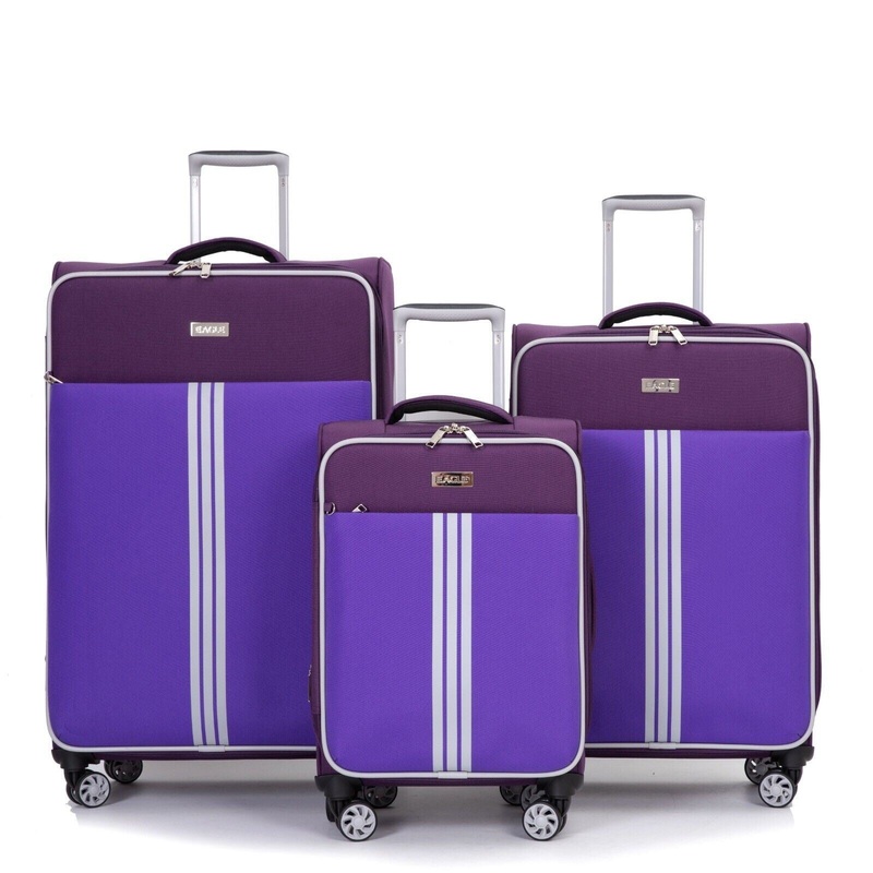 Beverley Set of 3 Soft Shell Suitcase in Purple