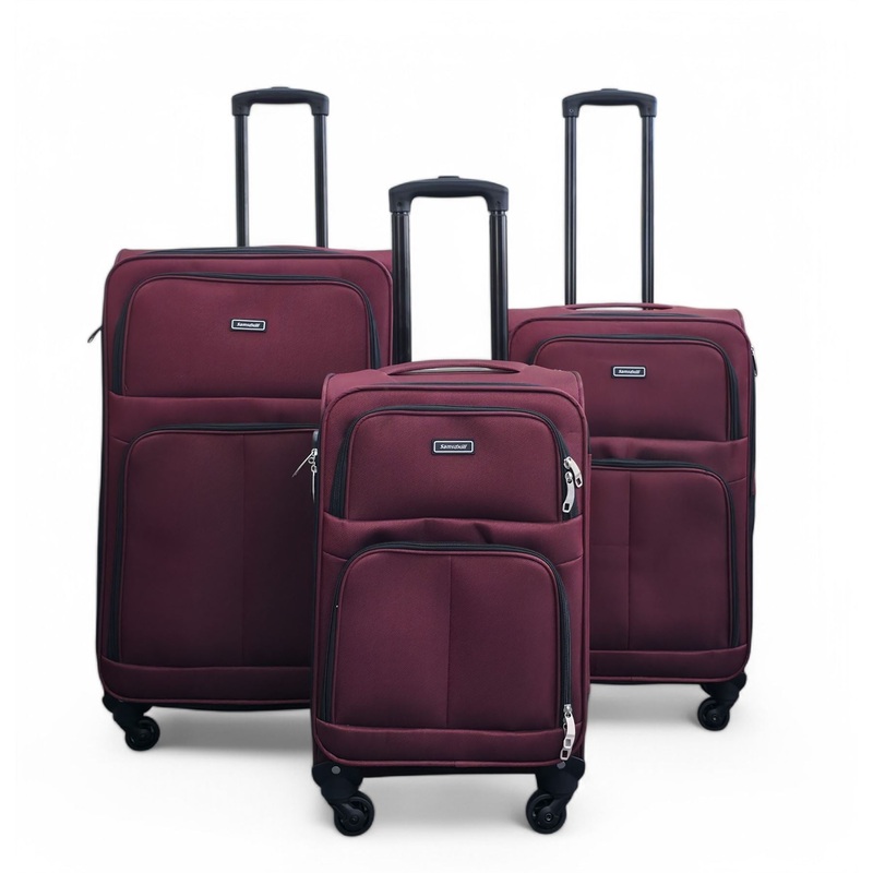 Tahara Set of 3 Soft Shell Suitcase in Wine