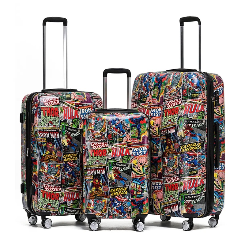 Marvel Comic Retro 4-Wheel Suitcases - Set of 3 (Small, Medium and Large)