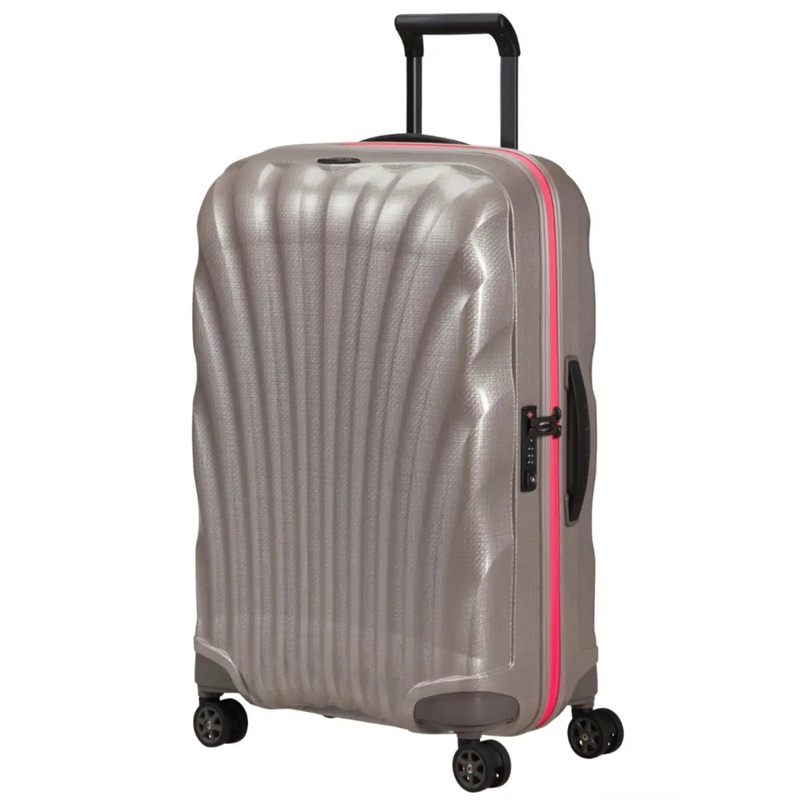 Samsonite C-Lite 69 cm 4 Wheel Spinner Suitcase - Pearl / Fuchsia (Limited Edition)