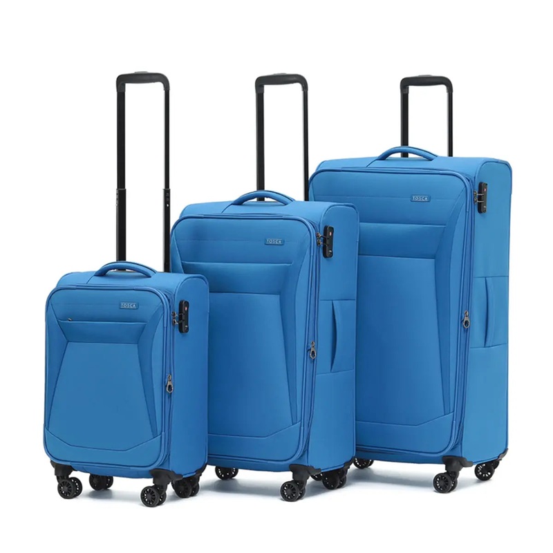 Tosca Aviator 2.0 - 4-Wheel Expandable Suitcase Set of 3 - Blue (Small, Medium & Large)