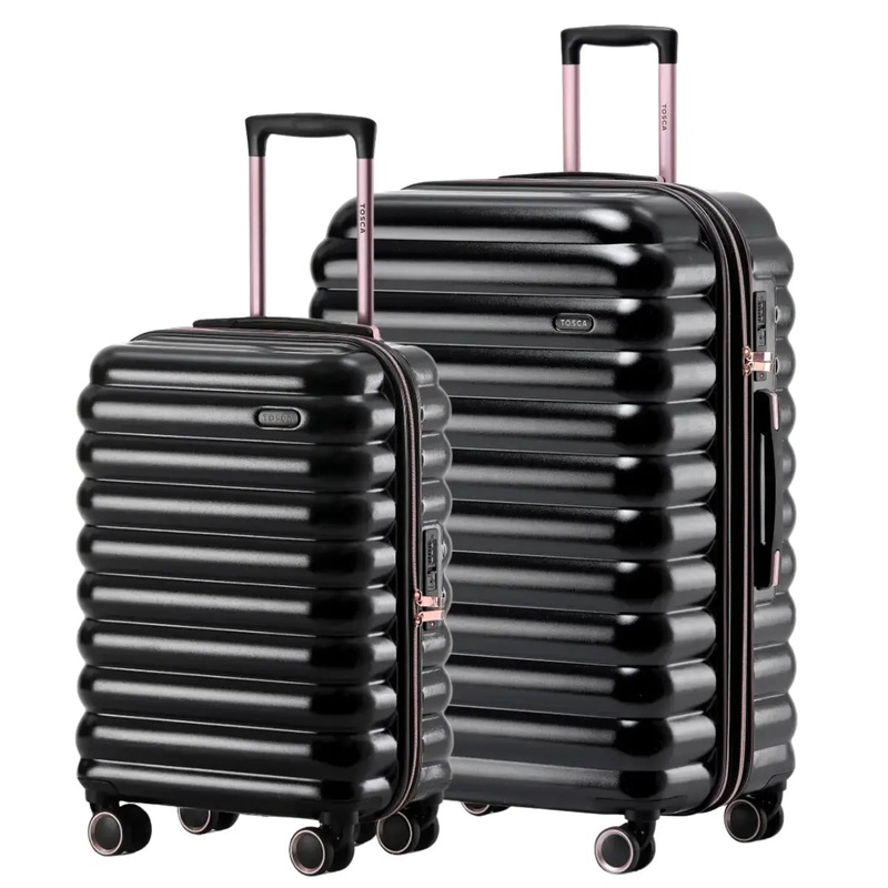 Tosca Como 4-Wheel Expandable Suitcase Set of 2 - Black (Small and Large)