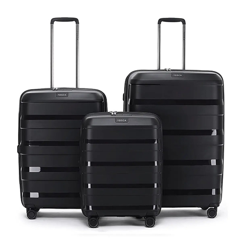 Tosca Comet 4-Wheel Expandable Suitcase Set of 3 - Black (Small, Medium & Large)