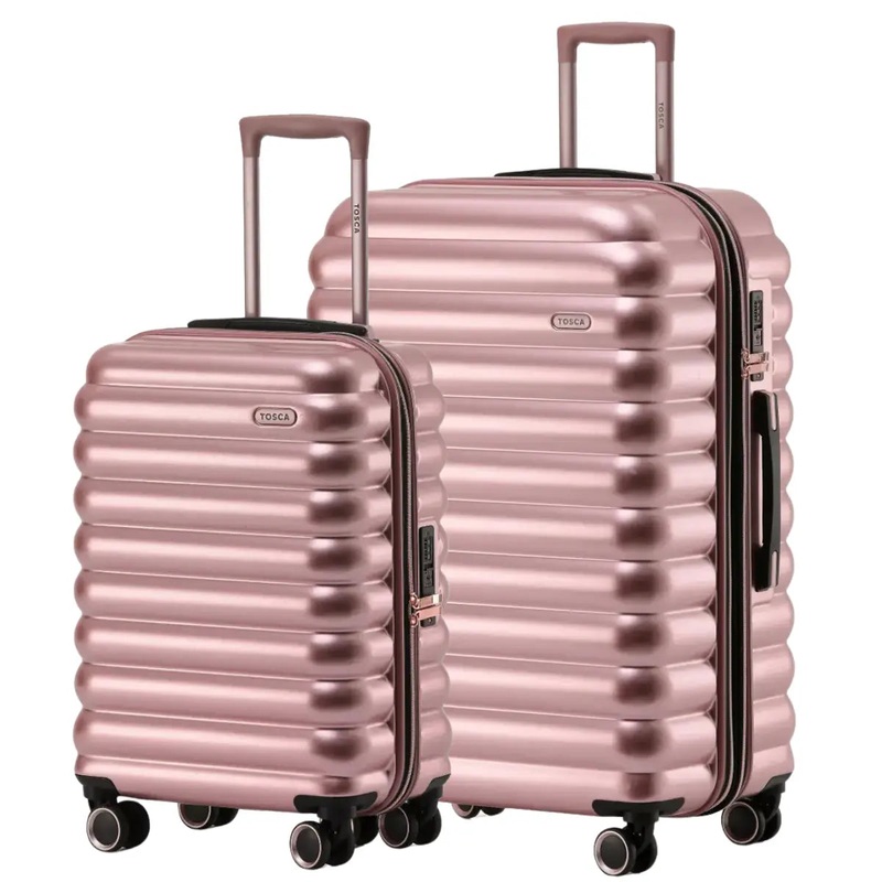 Tosca Como 4-Wheel Expandable Suitcase Set of 2 - Rose Gold (Small and Large)