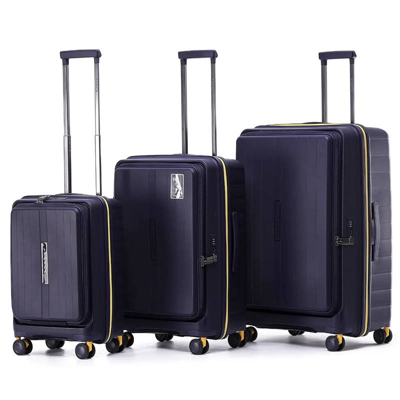 Tosca Cruiser Front Opening 4-Wheel Expandable Suitcase Set of 3 (Small, Medium and Large) - Purple / Yellow