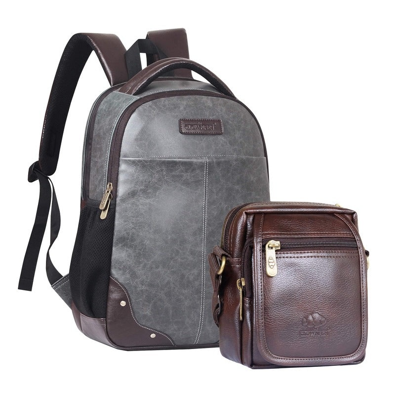 Combo: THE CLOWNFISH Messenger & Sling Bags - Spacious, Stylish | Laptop & Travel Bags | 28L & 2L | Steel Grey & Brown