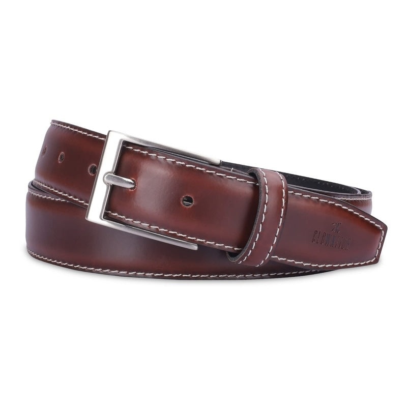 THE CLOWNFISH Men's Genuine Leather Belt - Durable & Stylish | 40 inches | Maroon