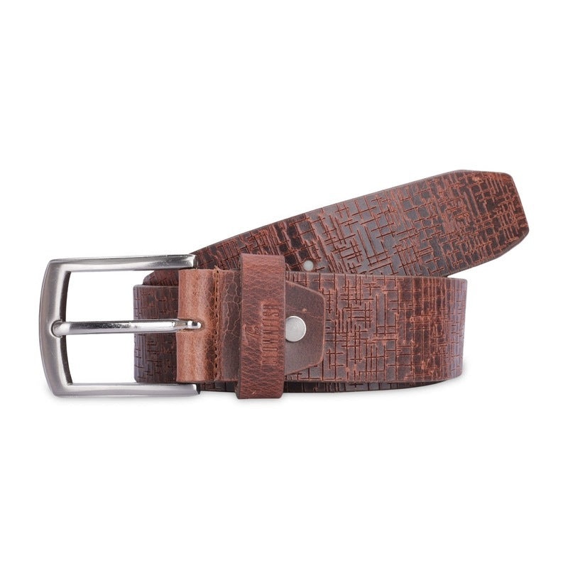 THE CLOWNFISH Men's Genuine Leather Belt - Flexible, Durable | 40 inches | Tan
