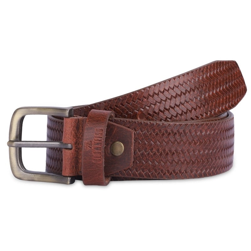THE CLOWNFISH Men's Genuine Leather Belt - Flexible, Durable Design | 32 inches | Tan