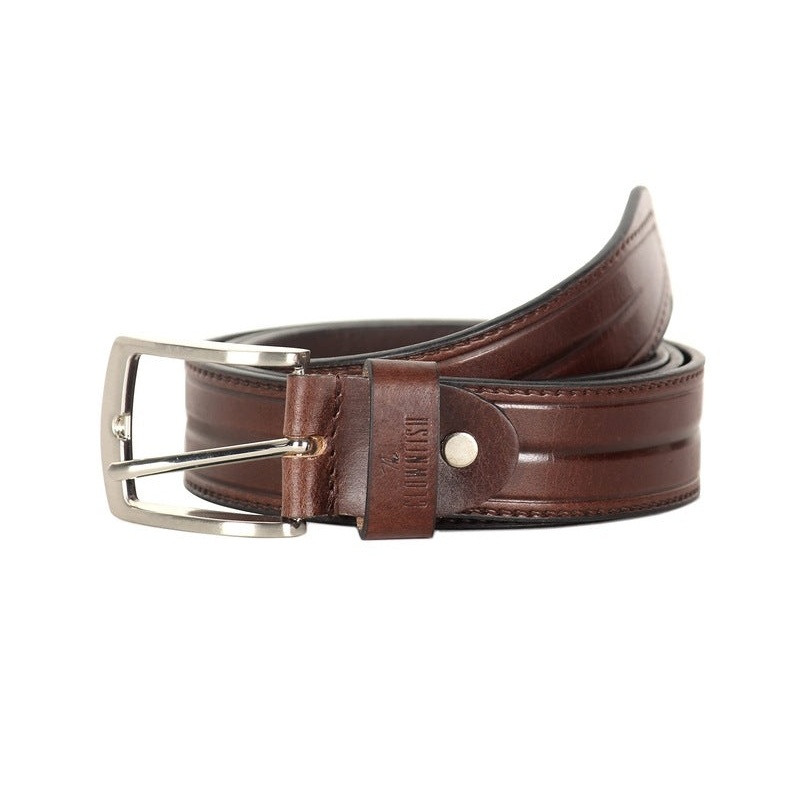 THE CLOWNFISH Men's Genuine Leather Belt - Textured Design | Size: 40 inches | Color: Chocolate Brown