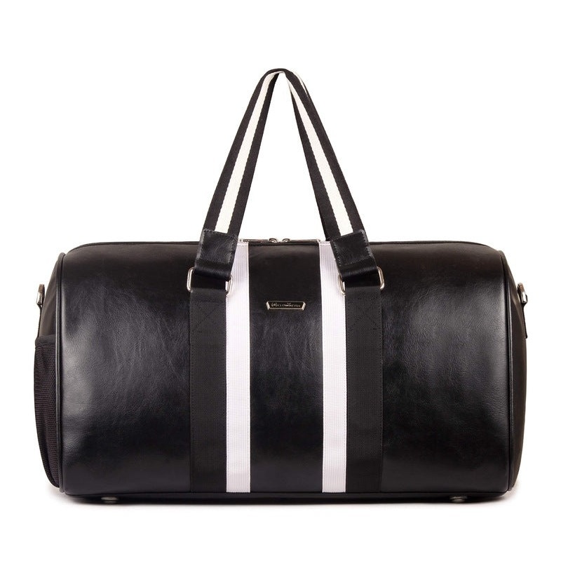 30 L Travel Duffel Bag - Premium Leatherette | Adjustable Strap | Black