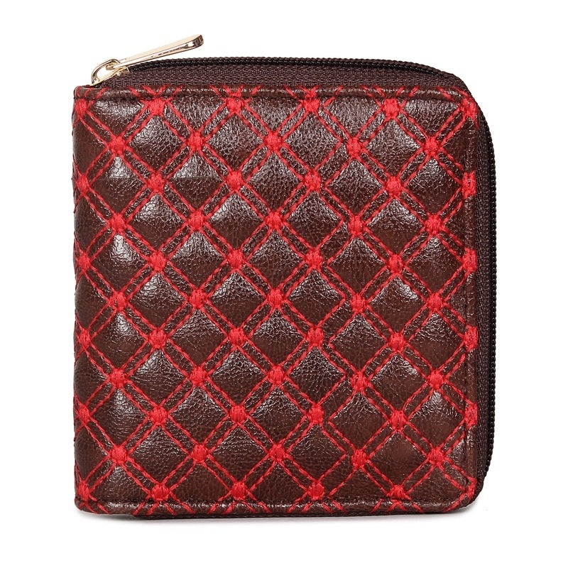 Genuine Leather Bi-Fold Zip Around Wallet - Multiple Card Slots | Cash & Coin Pocket | Light Peach