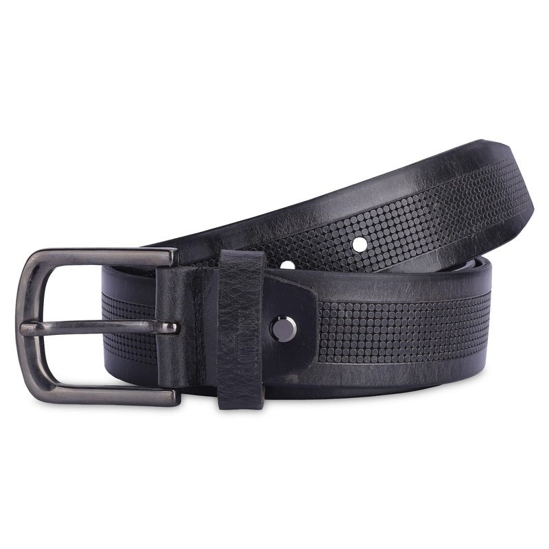Men's Genuine Leather Belt with Textured Design | 40 inches | Black