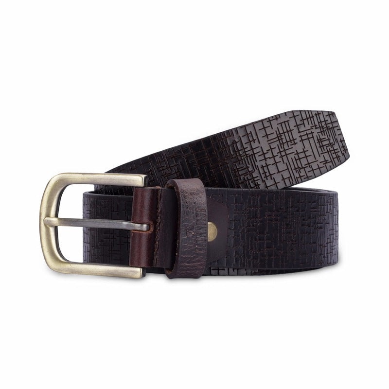 Men's Genuine Leather Belt with Textured Design | Size: 40 inches | Brown