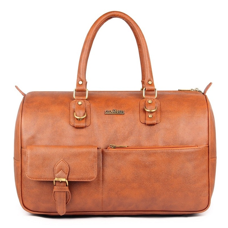The Clownfish Emperor Faux Leather Travel Duffel Bag | Travelling Bag | Weekender Bag (Cinnamon)