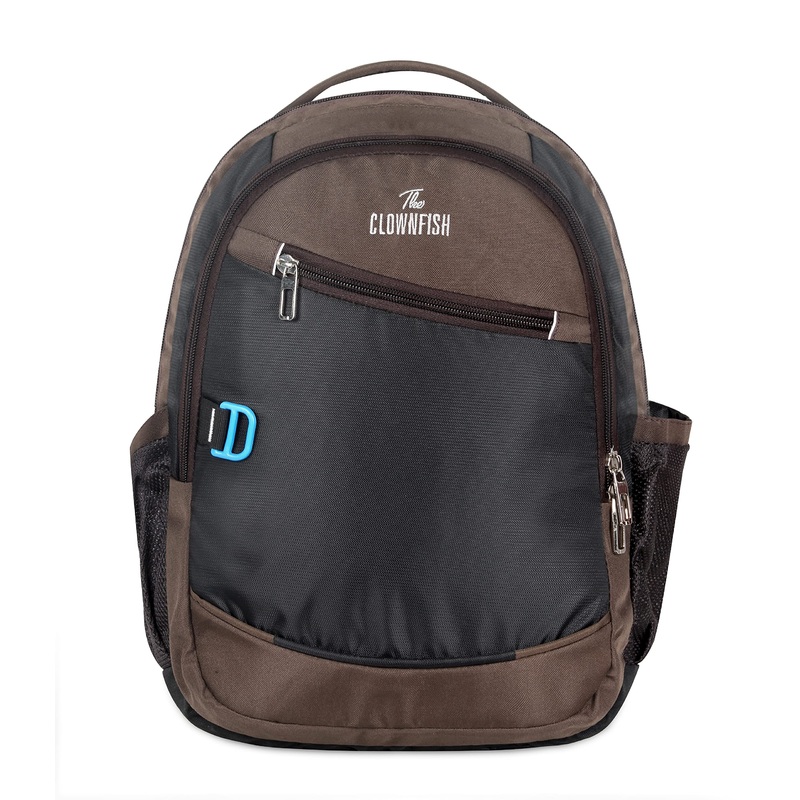 THE CLOWNFISH Impulse 20 Liters Polyester Water Resistant Multifunctional Travel Backpack Travel Bags Bagpack Spacious Shoulder Bag College Office Travelling Camping Bags for Men and Women (Brown)