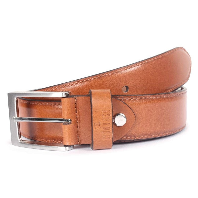 THE CLOWNFISH Men's Genuine Leather Belt - Premium Comfort | 40 inches | Caramel Brown