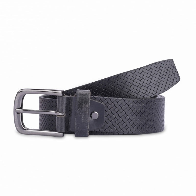 THE CLOWNFISH Men's Genuine Leather Belt - Textured Design | 40 inches | Black