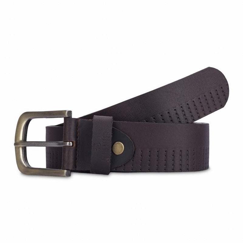 THE CLOWNFISH Men's Genuine Leather Belt - Trendy Design | 36 inches | Chocolate Brown