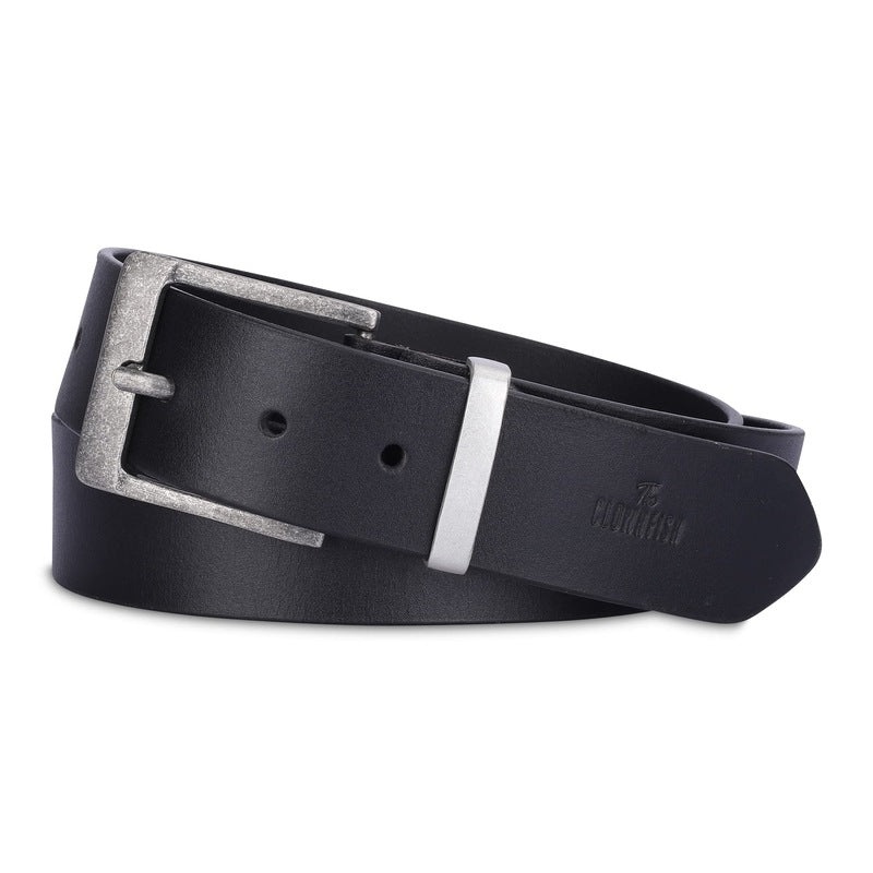 THE CLOWNFISH Mens Genuine Leather Belts - Black (Size-40 inches)