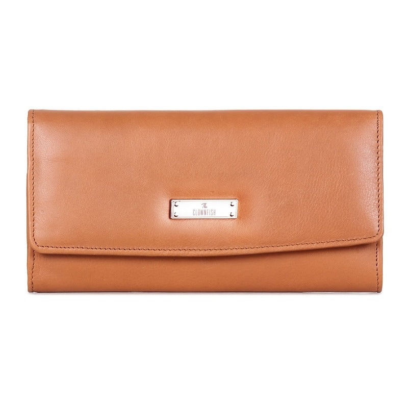 THE CLOWNFISH Monalisa Collection Genuine Leather Womens Wallet Clutch Ladies Purse with Multiple Card Slots & Metal Zip Around Closure (Green)