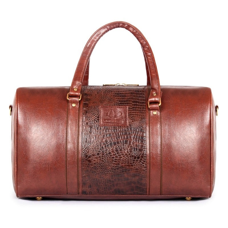 The Clownfish Roadster Leatherette Duffel - Water-Resistant, Durable | Adjustable Strap | 27 LTR | Brown