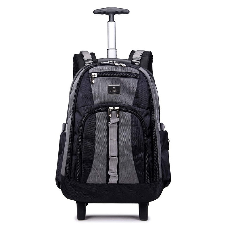 THE CLOWNFISH Transit 51 Litre Water Resistant Polyester Two Wheel Laptop Trolley Backpack (Grey- Size 57 Cm)