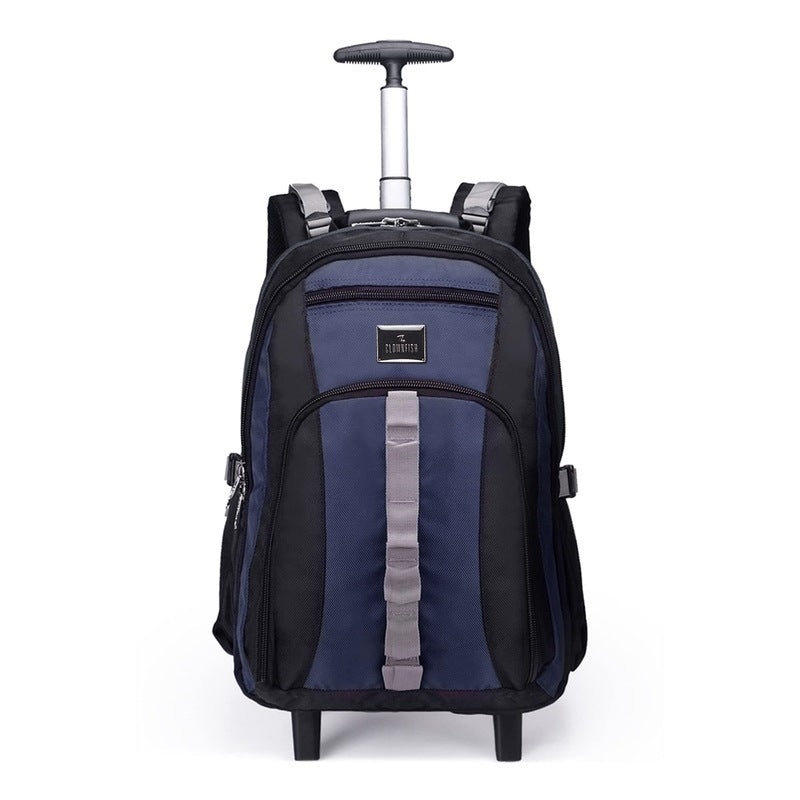 THE CLOWNFISH Transit 51 Litre Water Resistant Polyester Two Wheel Laptop Trolley Backpack (Navy Blue- Size 57 Cm)