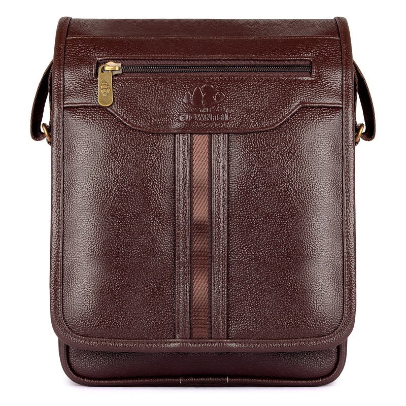 THE CLOWNFISH Unisex Wizard Series Vegan Leather Bag Stylish Messenger Bag Shoulder Bag Men Long Flap Sling Bags Cross Body Office Bag Business Bag And Travel Sling Small Bag for Men (Brown)