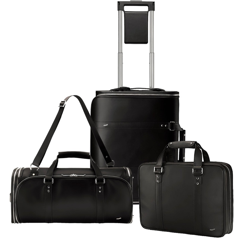 3-Piece Travel Set Zero Crease System, Leather Travel Bag & Leather Briefcase