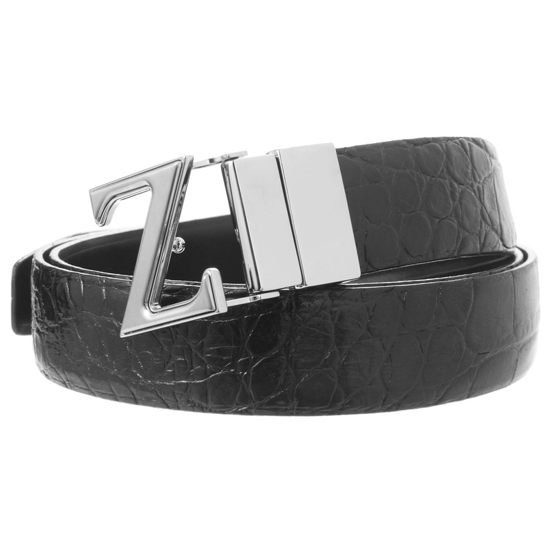 Z-By Men's Reversible Crocidile and Cowhide Leather Belt