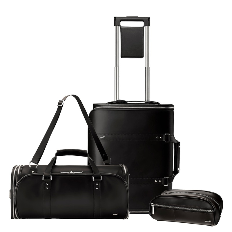 3-Piece Travel Set Zero Crease System, Leather Travel Bag & Dopp Kit