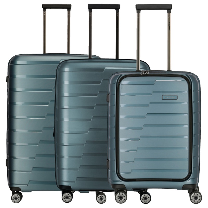 Travelite Air Base - 4-Rollen-Trolley Set 3tlg.  L/M/S Vortasche (iceblue)