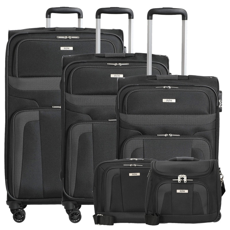 Skyline Orlando - 4-Rollen-Trolley Set L erw./M. erw./S + Boarding Bag + Beautycase 5tlg. (schwarz)