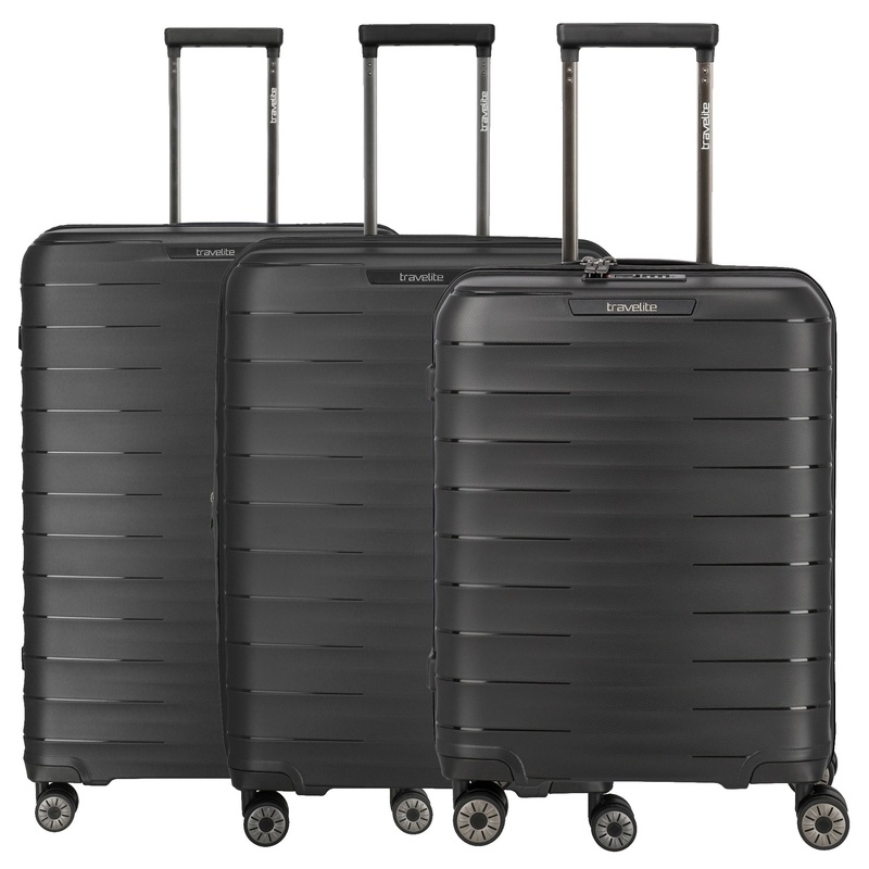 Travelite Mooby - 4-Rollen-Trolley Set L/M/S 3tlg. erw. (black)