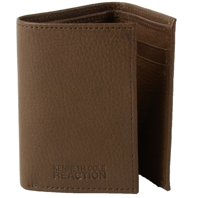 Kenneth Cole Genuine Leather Trifold Wallet Cuir Authentique Brown