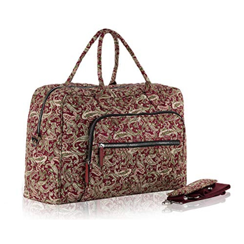 Aletha Large Quilted Cotton Duffle Lightweight Travel Weekender Bag by Mia K.