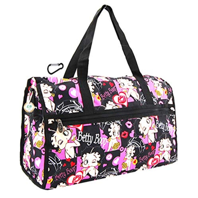 Betty Boop Large Duffel Bag, Durable Microfiber (black w/o Hook)