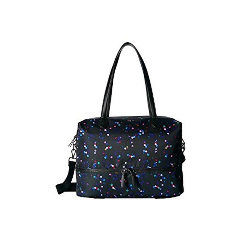 London Fog Women's Vinyl Weekender Bag Black Dot Print One Size