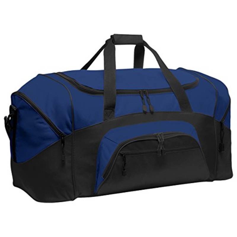 Port & Company Color Block Sport Zipper Duffel Bag_True Royal/Black_Osfa