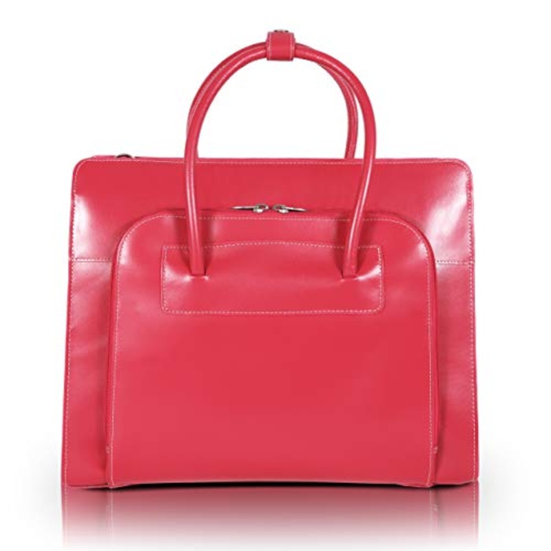 McKleinUSA W Series, Lake Forest, Top Grain Cowhide Leather, 15" Leather Ladies' Laptop Briefcase w/Removable Sleeve, Fuchsia (94333)