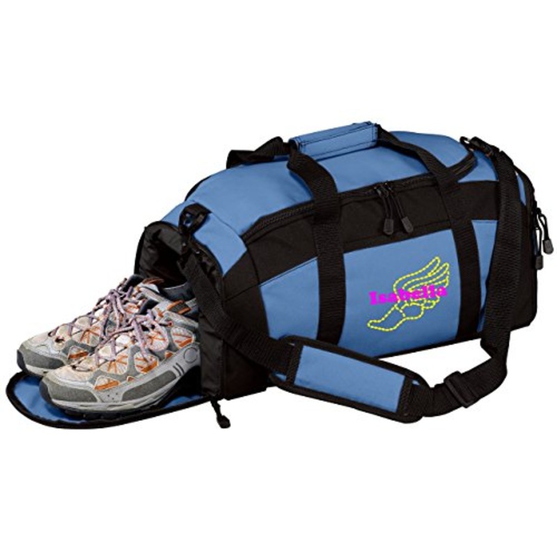 Personalized Track & Field Gym Sports Duffel Bag (Carolina Blue)
