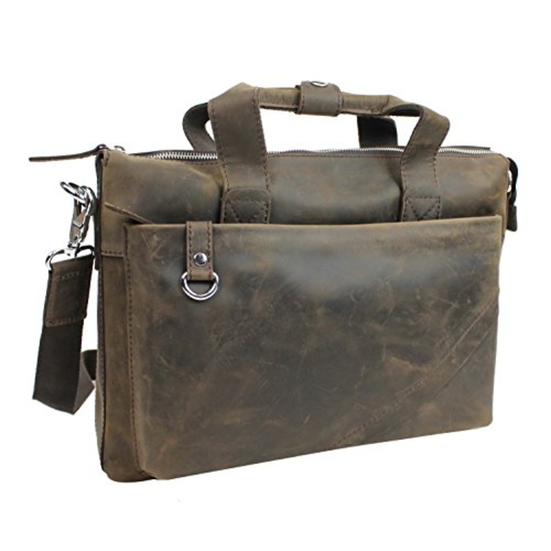 Vagabond Traveler 15" Cowhide Oil Tanned Leather Messenger Bag L12. Distress